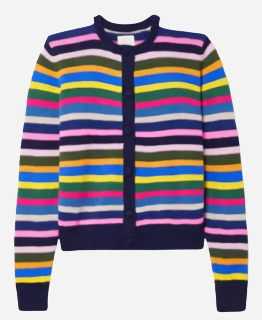 Christa Miller Shrinking S02 Rainbow Striped Cardigan