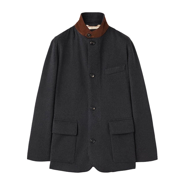 Mens Black Cashmere Blend Coat Jacket