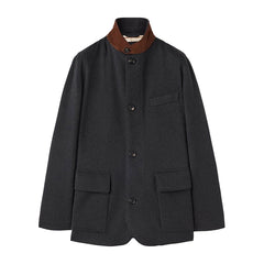 Mens Black Cashmere Blend Coat Jacket