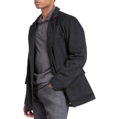 Mens Black Cashmere Blend Coat Jacket