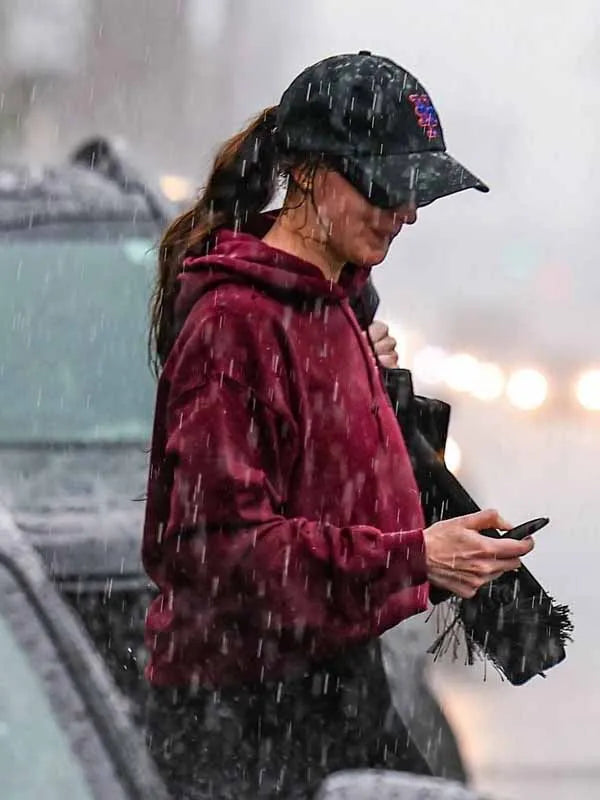 Dakota Johnson LA 2026 Burgundy Hoodie
