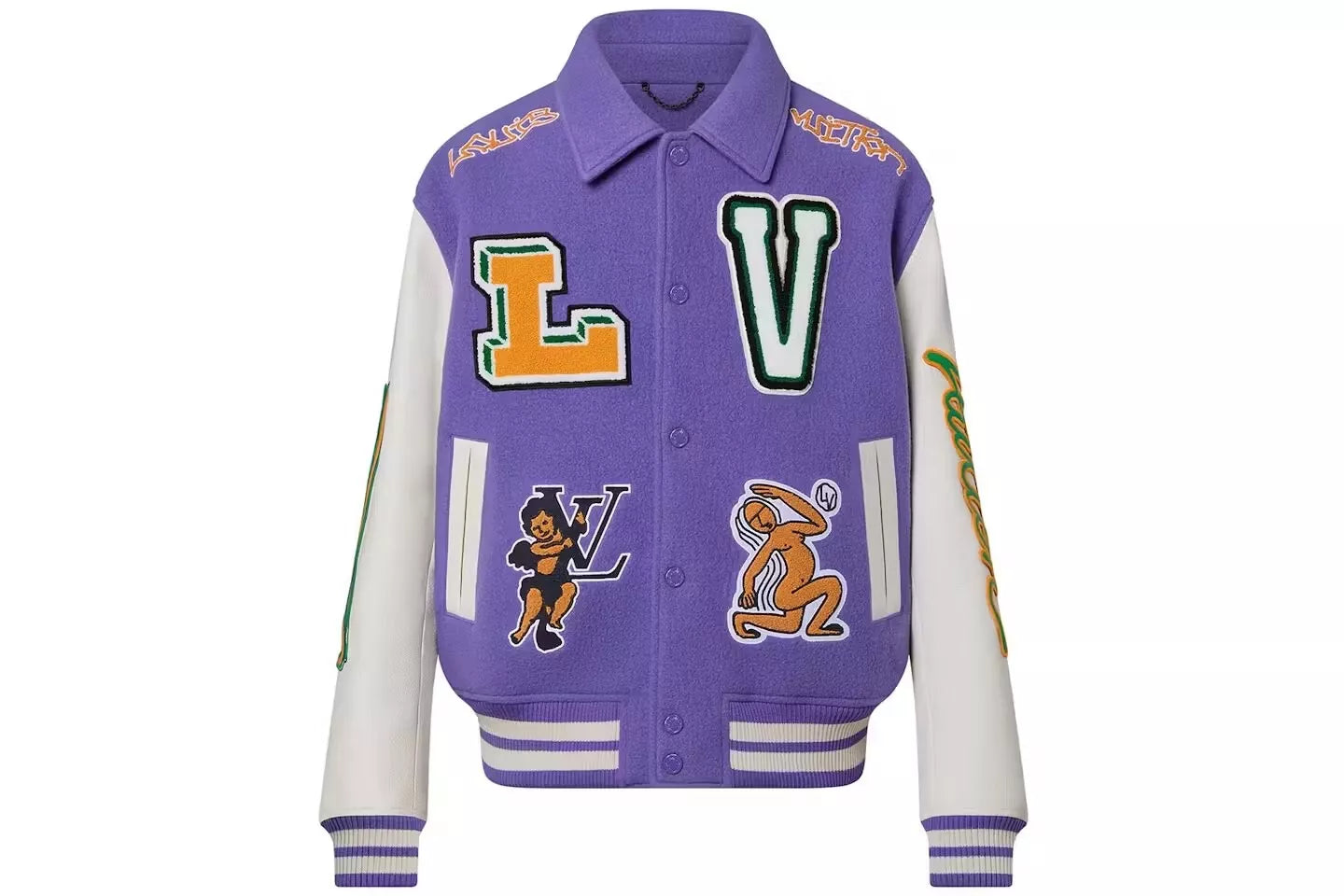 Louis Vuitton Purple frog leather varsity jacket