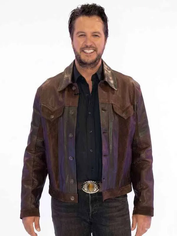Luke Bryan American Idol 2026 Brown Leather Jacket

