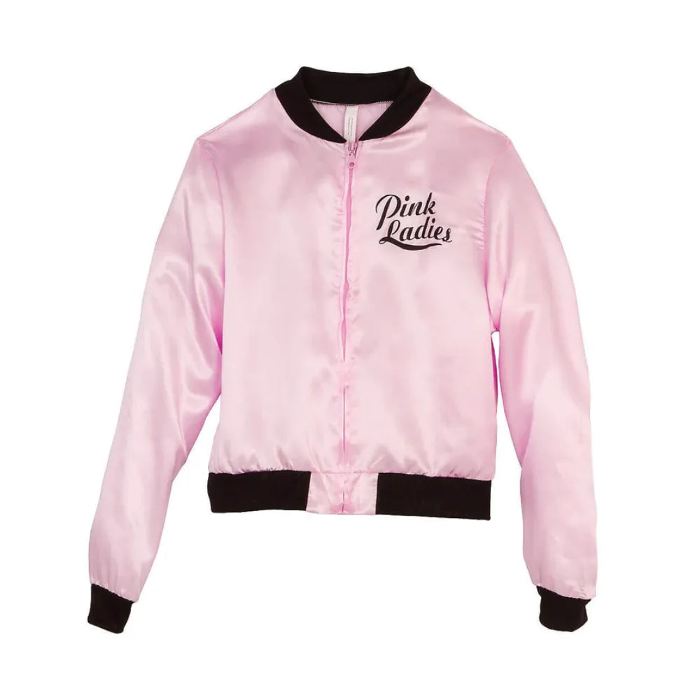 Women's Pink Ladies Satin Bomber Jacket