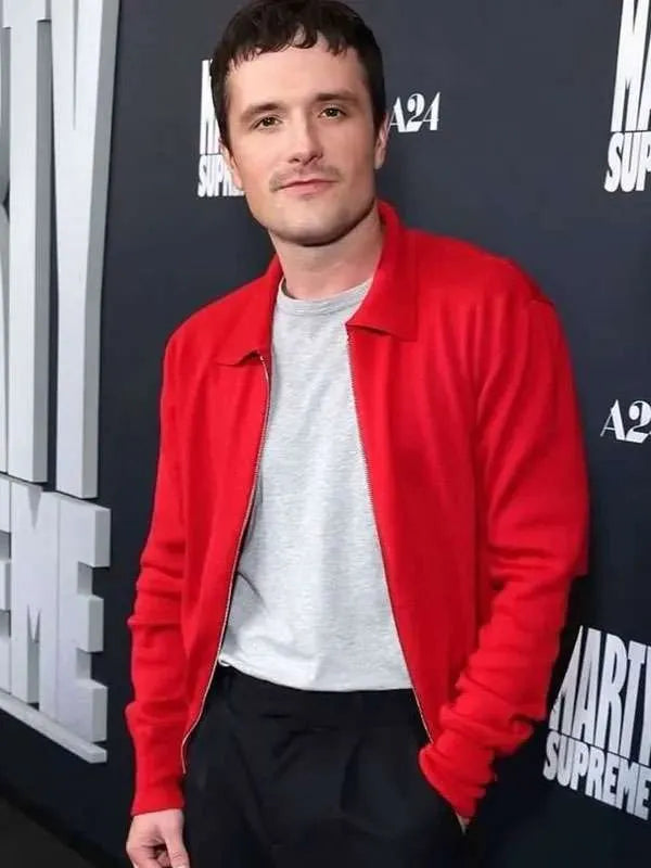 Josh Hutcherson Marty Supreme 2025 Movie Premiere Red Jacket
