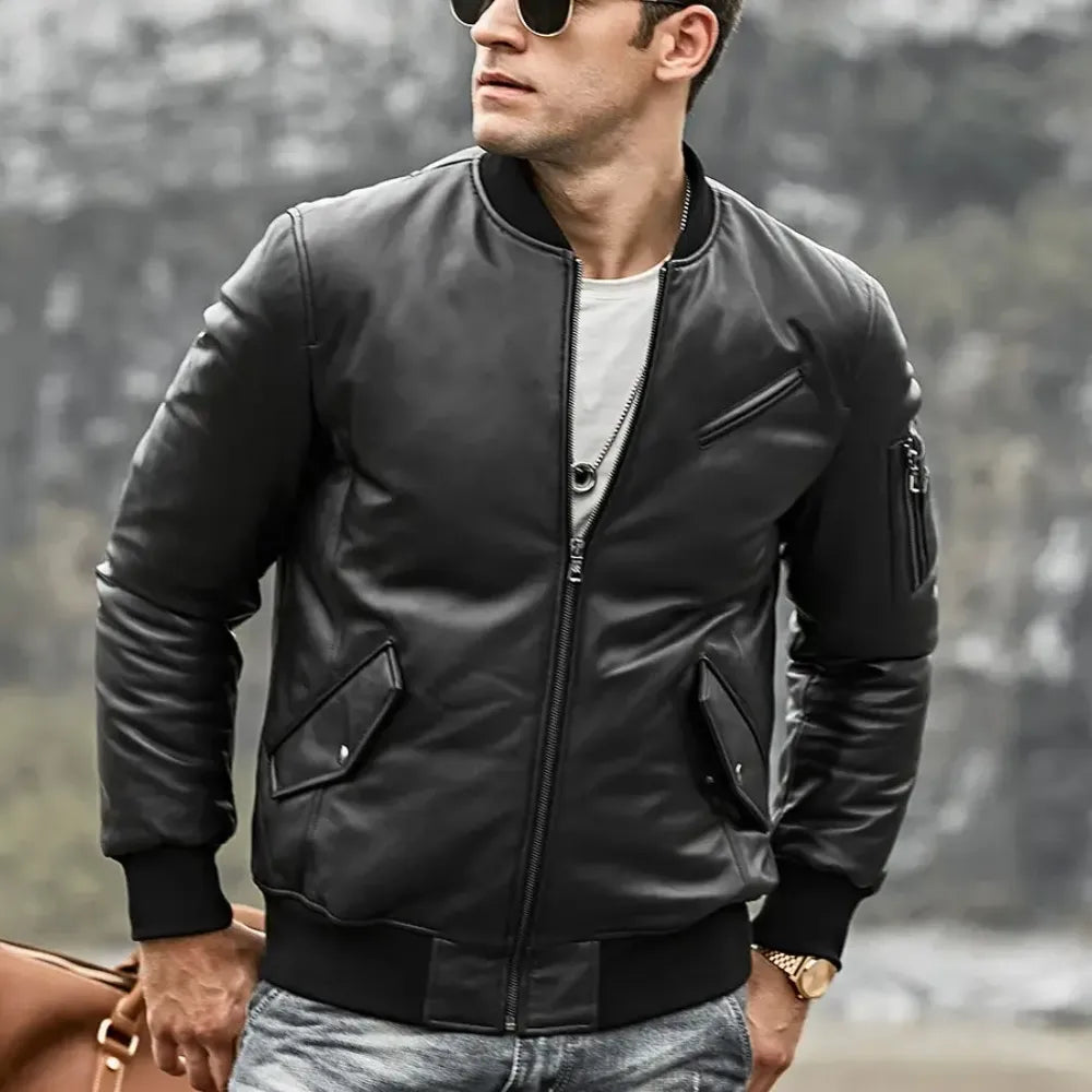 Men's Genuine Leather Bomber Austin Jacket