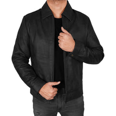 Mens Black Real Leather Jacket