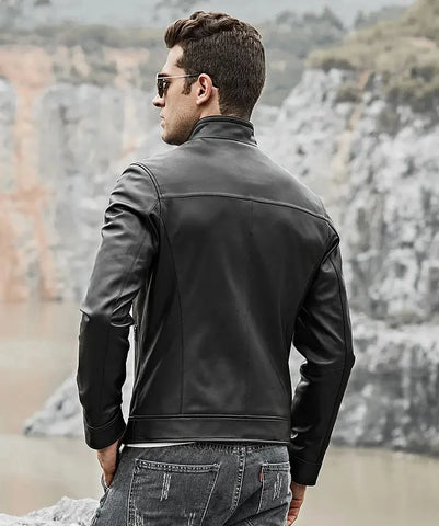 Classic Leather Motorcycle Jackets | Men's Black Lambskin Leather Jacket