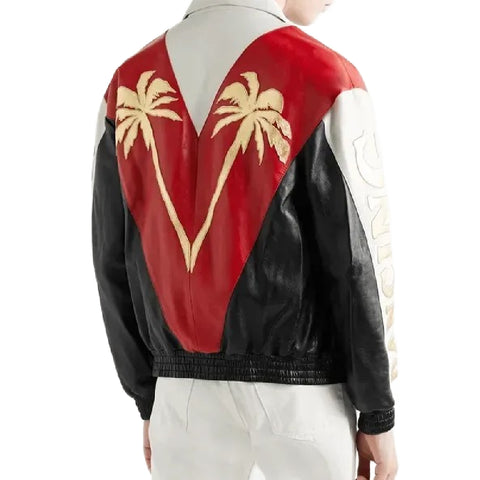 Palm Tree Dancing Leather Jacket | Party Wear Stylish Jacket