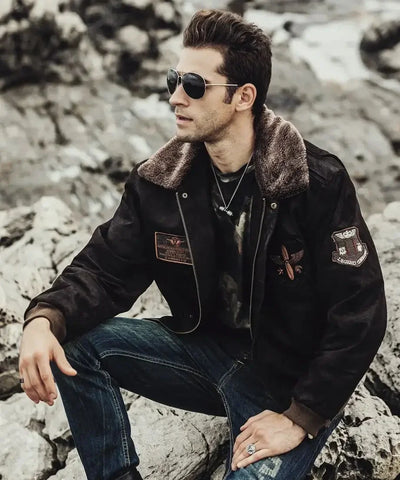 Shearling Aviator Jacket | Flight Bomber Leather Jacket