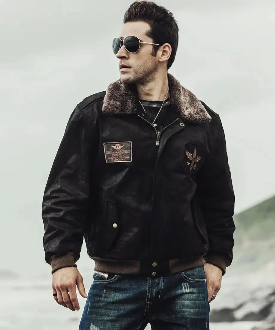 Shearling Aviator Jacket | Flight Bomber Leather Jacket