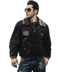 Shearling Aviator Jacket | Flight Bomber Leather Jacket