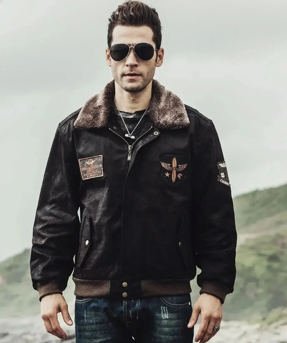 Shearling Aviator Jacket | Flight Bomber Leather Jacket