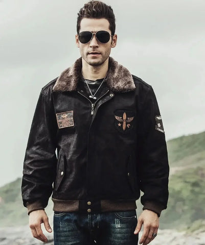 Shearling Aviator Jacket | Flight Bomber Leather Jacket