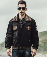 Shearling Aviator Jacket | Flight Bomber Leather Jacket