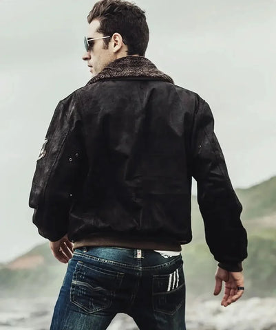 Shearling Aviator Jacket | Flight Bomber Leather Jacket