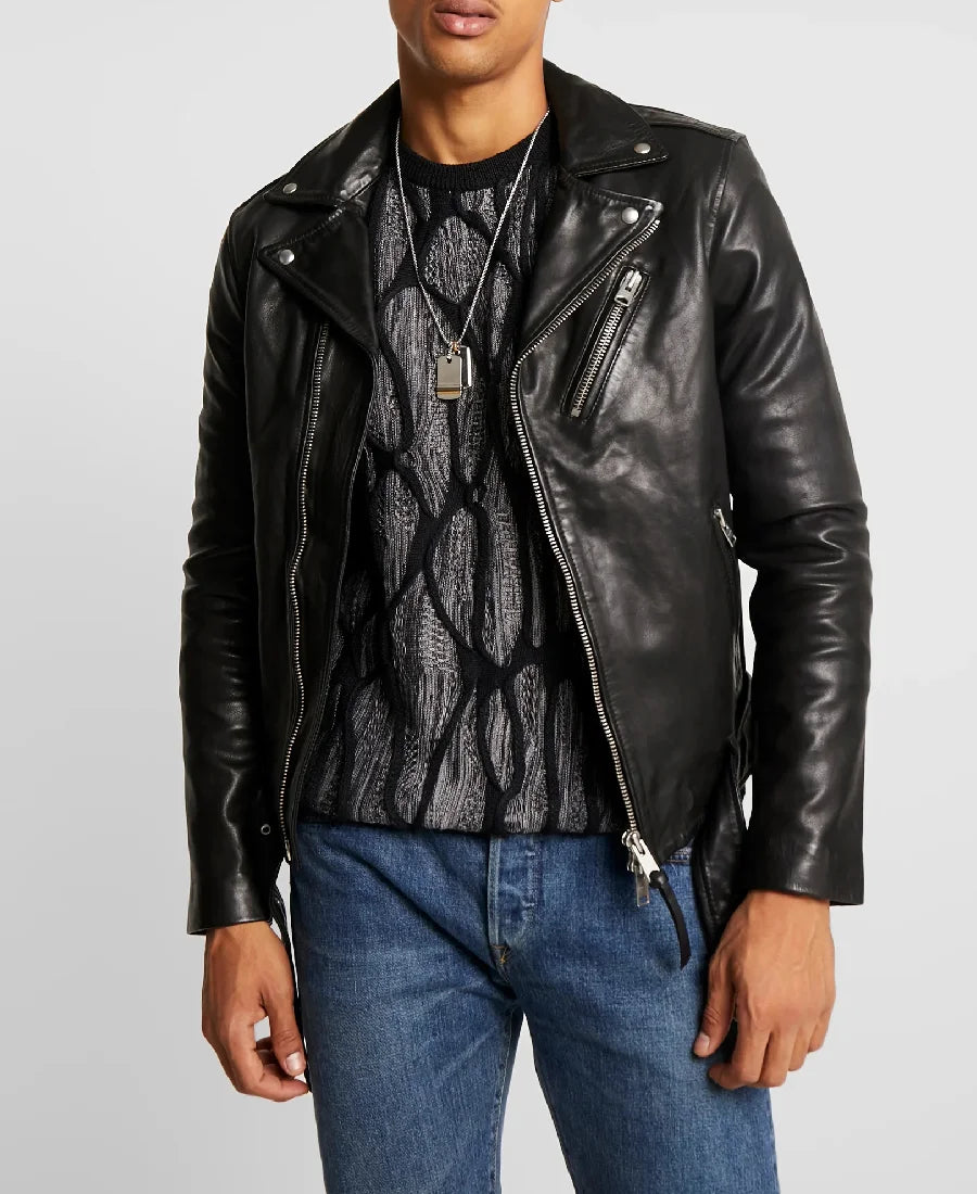 Shumack Mens Biker Jacket Black | Soft Lambskin Leather Jacket