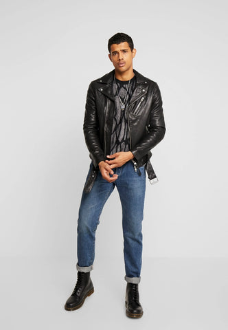 Shumack Mens Biker Jacket Black | Soft Lambskin Leather Jacket