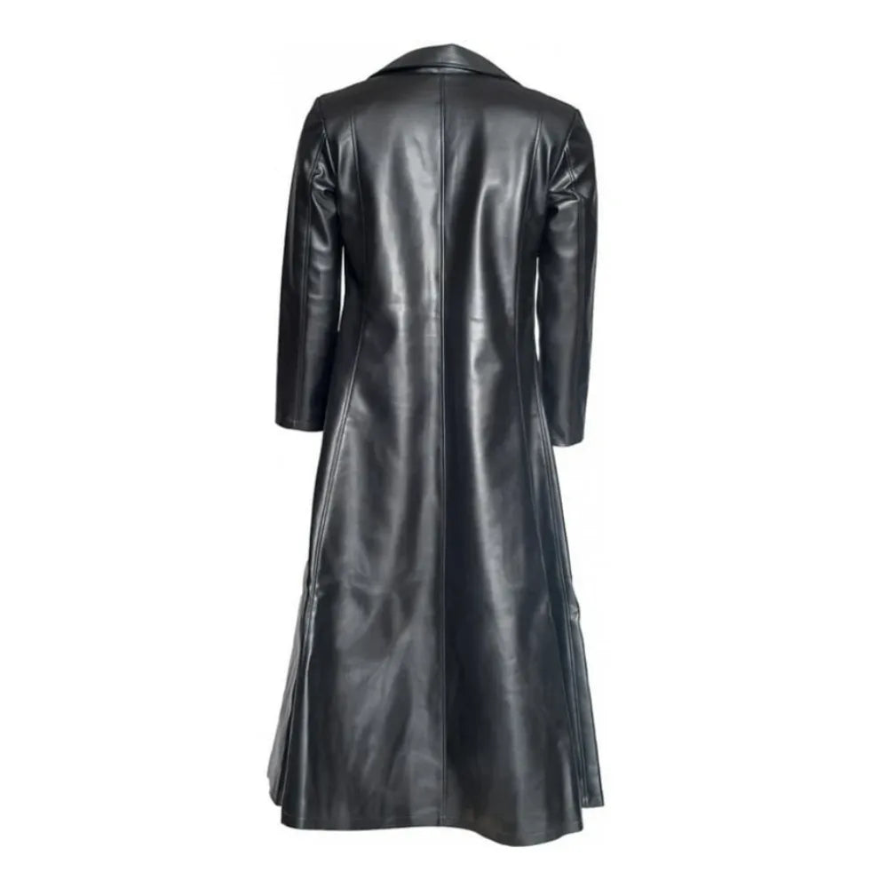 Dracula Gothic Black Leather Trench Coat