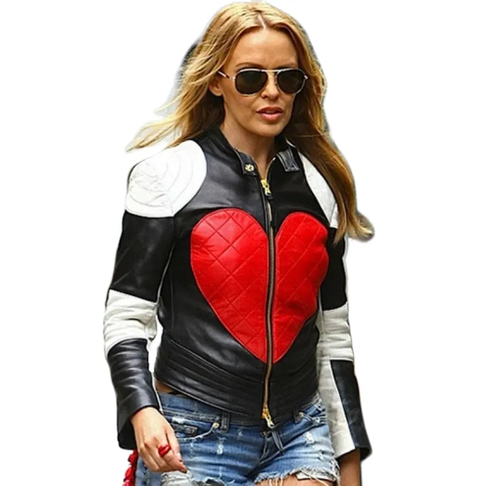 Corinne Fox Beat Shazam Heart Leather Jacket