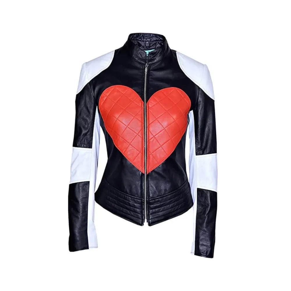 Corinne Fox Beat Shazam Heart Leather Jacket