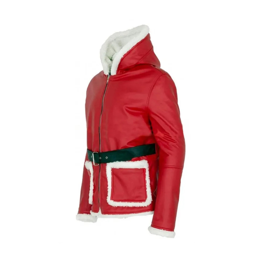 Santa Red Shearling Fur Leather Jacket