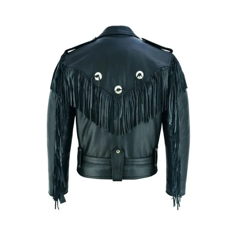 Marlon Brando Fringed Tassel Biker Leather Jacket