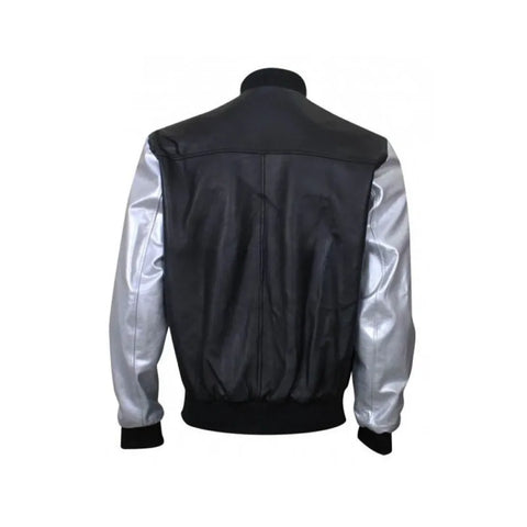 Kanye West Silver Sleeves Bomber Rexine Jacket