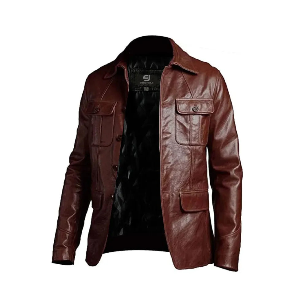 Men's Blazer Coat Vintage Biker Style Leather Jacket