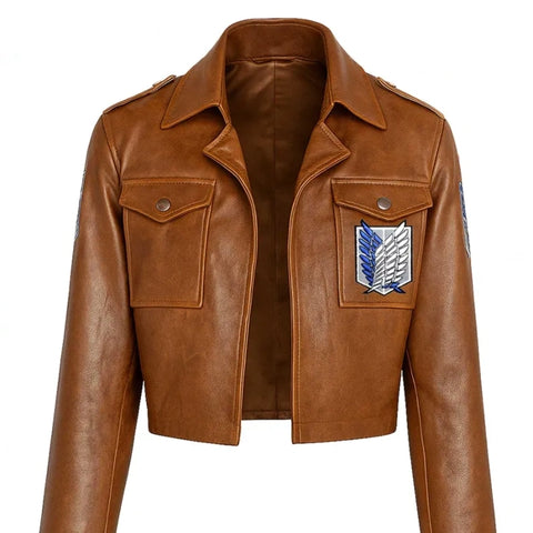 Mens Attack On Titan Cosplay Leather Jacket