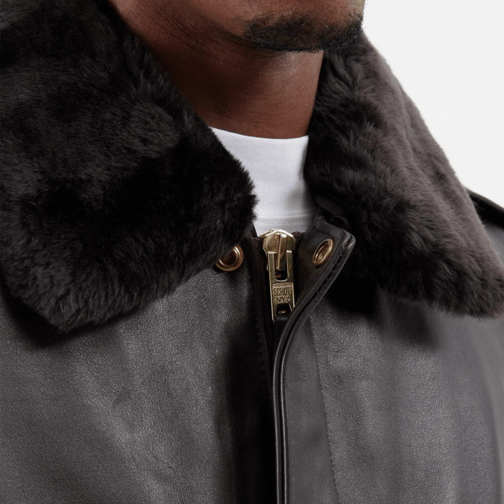 Mens Brown Leather Flight Jacket