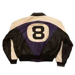 Michael Hoban 8 Ball Logo Black And Purple Leather Jacket