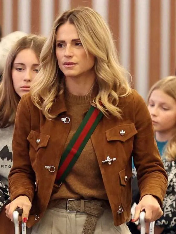 Street Style 2026 Michelle Hunziker Brown Jacket