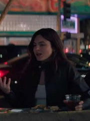 Monica Barbaro Crime 101 Leather Black Jacket