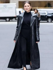 NYC 2025 Olivia Holt Black Leather Coat
