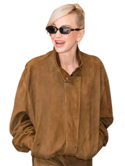 NYC 2026 Anna Faris Brown Jacket