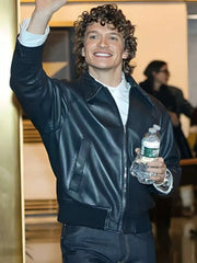 NYC 2026 Connor Storrie Black Leather Jacket
