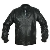 New Pelle Pelle Black Leather Bomber Jacket-Cow hide