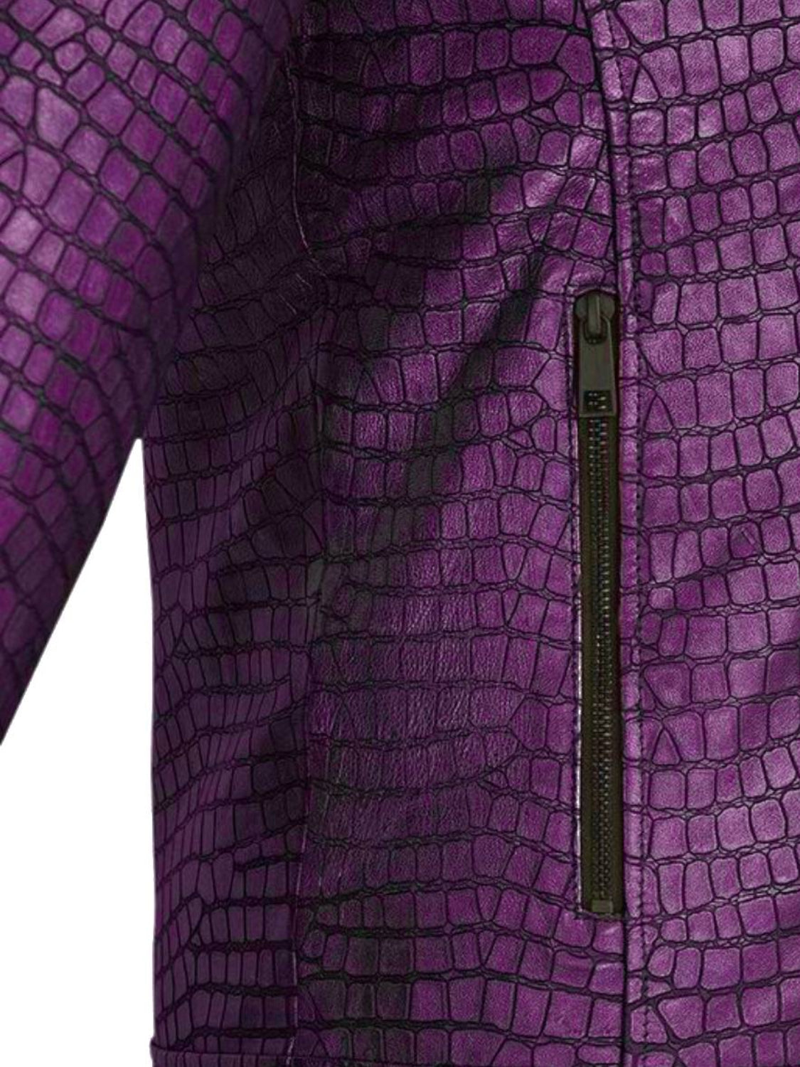 Cafe Racer Purple Croc Textured Real Leather Biker Jacket