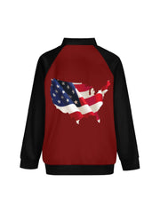 American Flag Eagle Printed Fleece Jacket 