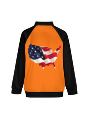 American Flag Eagle Printed Fleece Jacket 