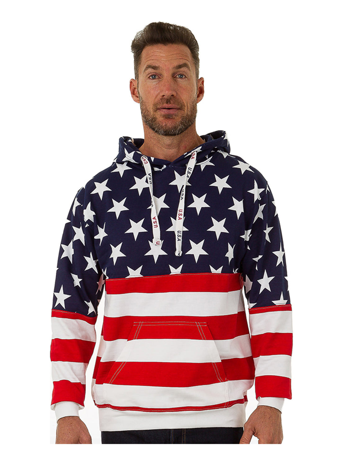 Independence Day USA Flag Men's Vintage Pullover Hoodie