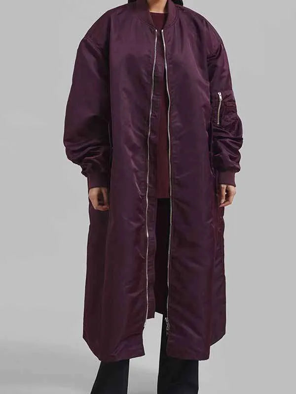 Anne Hathaway NYC 2026 Bomber Coat
