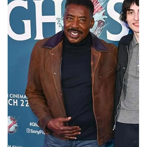 Ernie Hudson Ghostbusters Frozen Empire 2024 Brown Leather Jacket