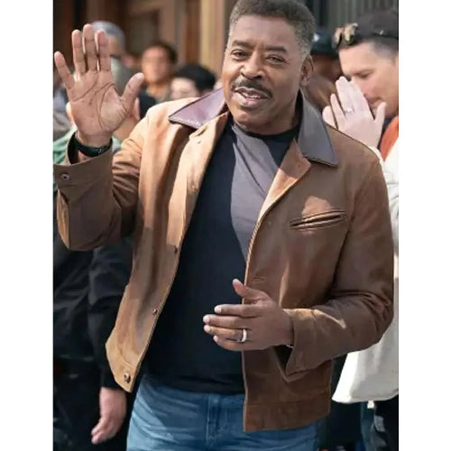 Ernie Hudson Ghostbusters Frozen Empire 2024 Brown Leather Jacket