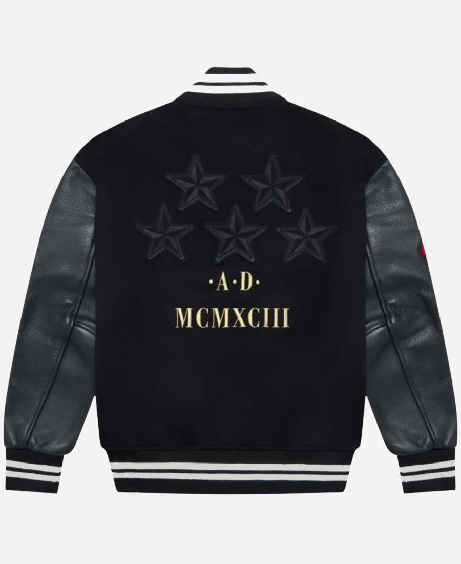 OVO X Sotto Sotto 30th Anniversary Black &amp; Grey Varsity Jacket For Unisex