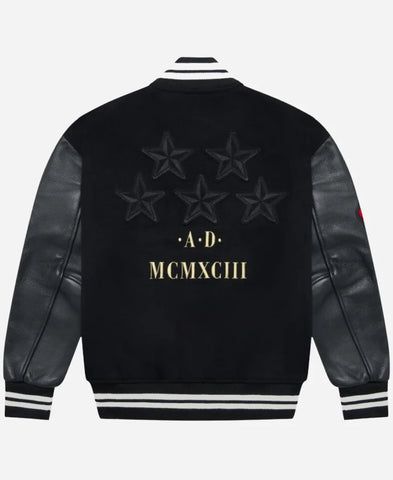 OVO X Sotto Sotto 30th Anniversary Black &amp; Grey Varsity Jacket For Unisex