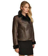 Womens Oaklynn Brown Leather Jacket