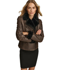 Womens Oaklynn Brown Leather Jacket