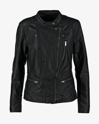 Asymmetrical Leather Jacket for Women | Black Lambskin Biker Jacket